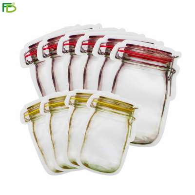 Airtight Zipper Portable Mason Jar Pattern Food Saver Storage Bags