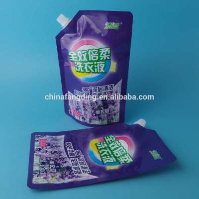 Printed empty Stand up liquid detergent pouch with spout