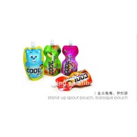 standup juice bag with cartoon design