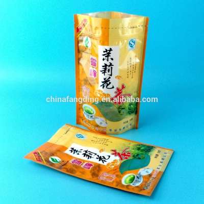 Plastic Printed Aluminum foil Tea packaging bag with zip lock